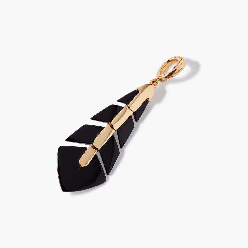 Flight 18ct Yellow Gold Black Onyx Feather Necklace | Annoushka jewelley